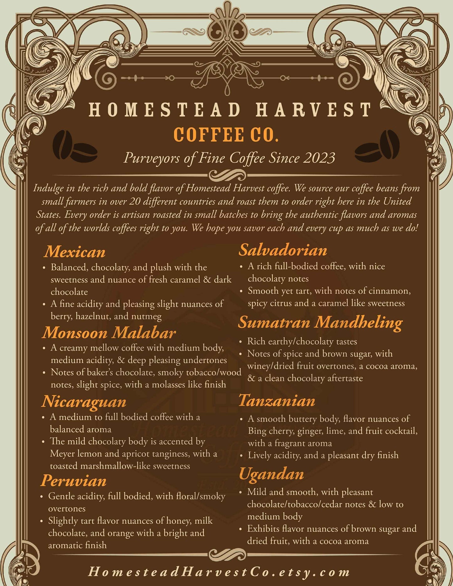 36 Oz Sumatra Mandheling Coffee Bean Sampler | 100% Arabica Coffee Beans |