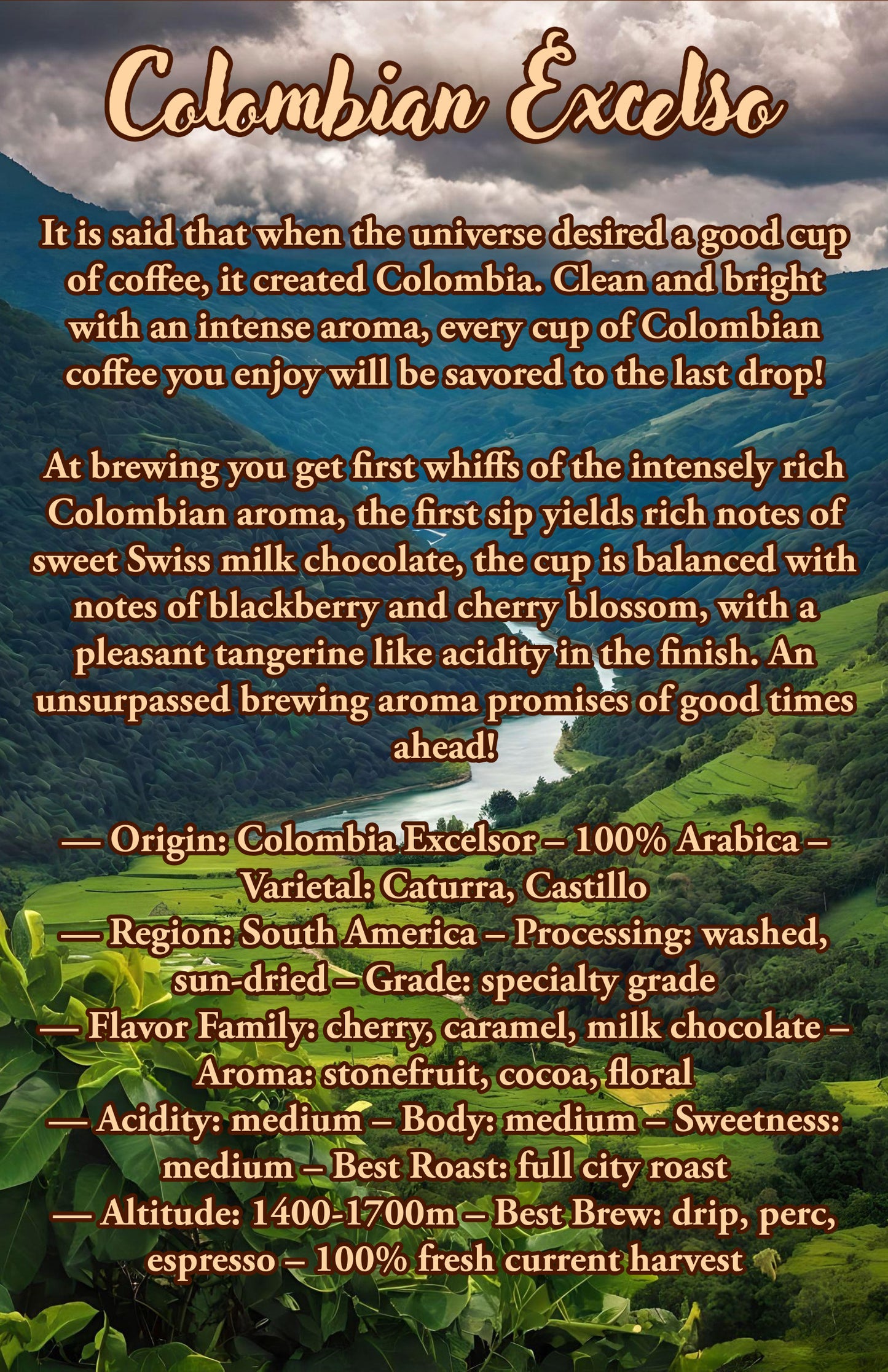 36 Oz Colombian Excelso Coffee Bean Sampler | 100% Arabica Coffee Beans |