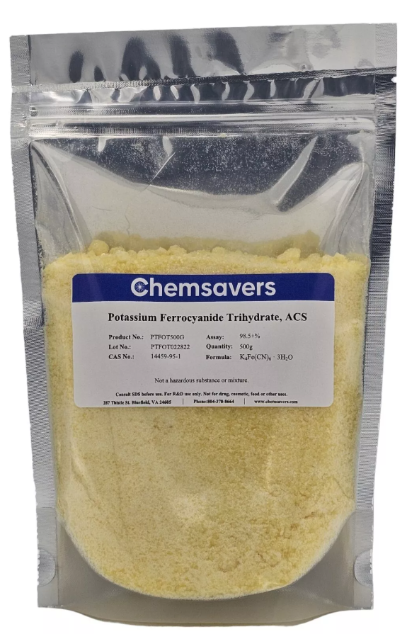 30g Potassium Ferrocyanide Trihydrate, ACS, 99+% Lab Grade