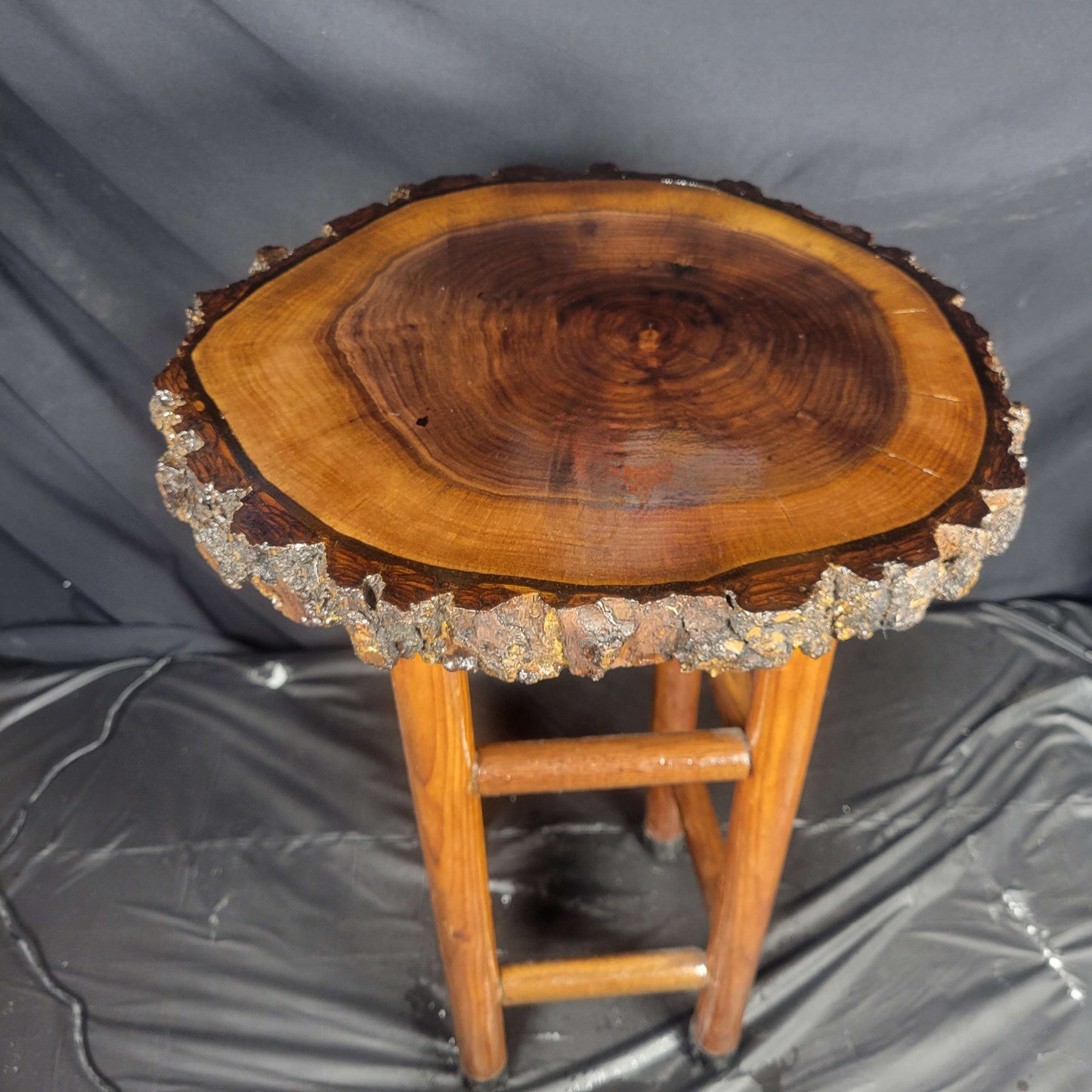 Rustic Live Edge Black Walnut Stool 13"W x 21"H - Invictus Supply Co.