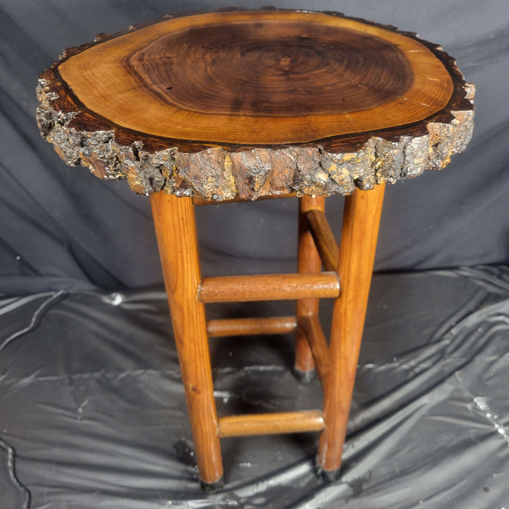 Rustic Live Edge Black Walnut Stool 13"W x 21"H - Invictus Supply Co.