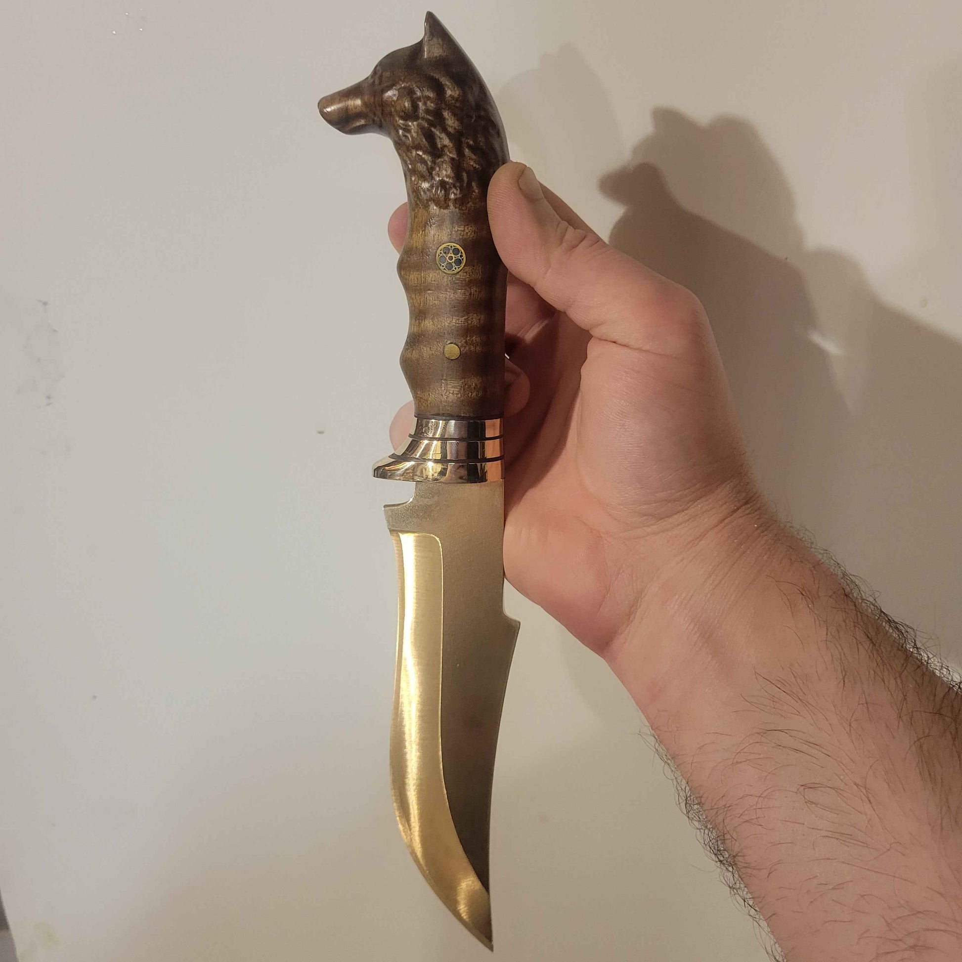 24K Gold Plated Hunting Knife W/ Leather Sheath & Velvet Display Case