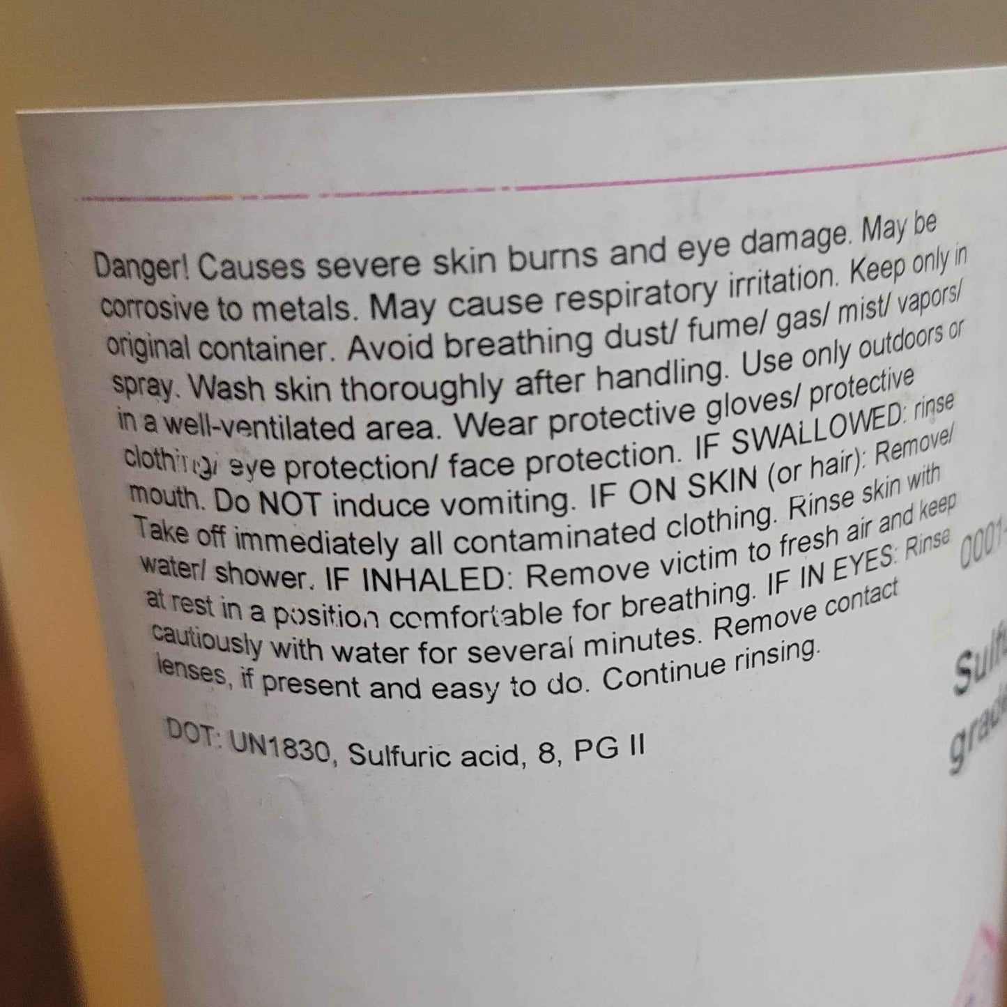 950ml Sulfuric Acid H2SO4 95-98% Purity Lab Grade - Invictus Supply Co.