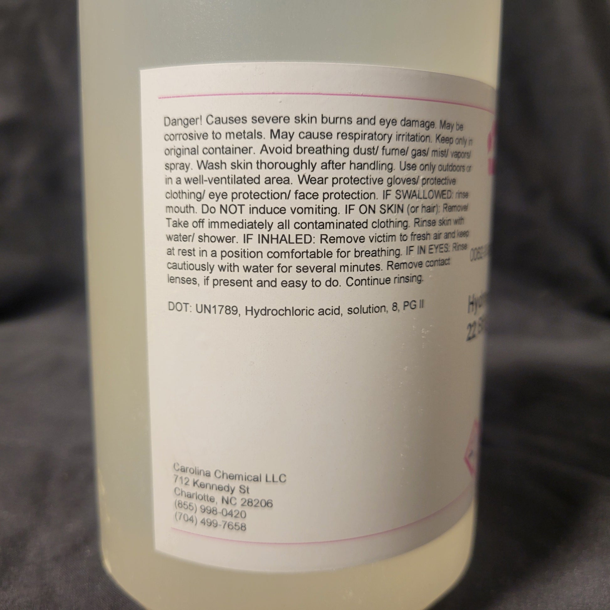 950ml Hydrochloric Acid Industrial Grade (36.25%) - Invictus Supply Co.